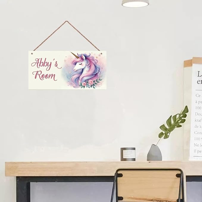 Personalized Sign Cute Unicorn Wall Decor Beautiful Decoration for Home Kitchen Bar Garage Vintage Retro Poster Plaque Decor for Kids Room Nursery Wall Decorations Stuff