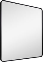 ANDY STAR 40X36 Inch Black Bathroom Mirror, Black Bathroom Vanity Mirrors for Wall, Rounded Rectangle Mirror for Bathroom, Seamless Tube Metal Frame, 1’’ Deep Wall Mounted Vertical/Horizontal