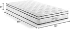 Modway Jenna 8” Innerspring and Memory Foam King Mattress With Individually Encased Coils