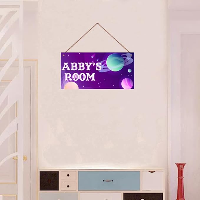 Personalized Signs Stars Sign Wall Art Decoration Exquisite Decorative Signs Custom Name for Kids Room Door Wall Decor Outer Space Themed Nursery Decor For Boys Room