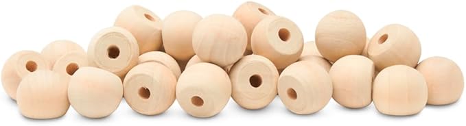 Wood Knobs, 3/4 Inch Round Natural Wood Drawer Pulls, Pack of 100 Unfinished Wooden Drawer Knobs, Ball Shaped Wood Cabinet Knobs, Nursery Dresser Knobs, Wood Door Knobs and Crafts