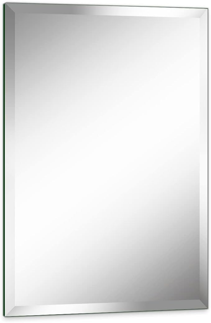 20"x30" Frameless Rectangle Wall Mirror with 1 inch Beveled Edge for Bathroom Vanity