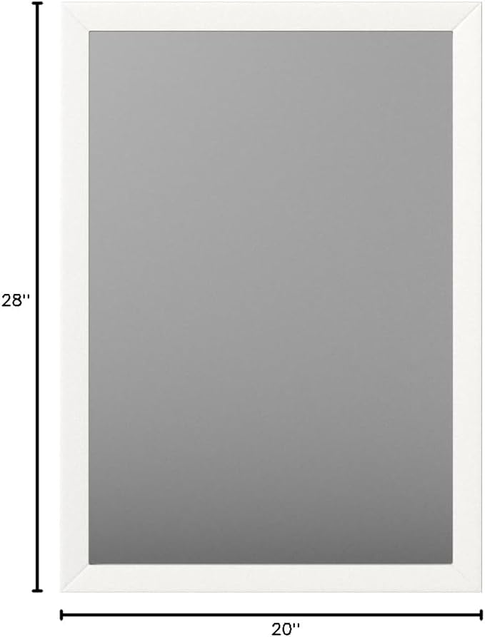 Amazon Basics Rectangular Wall Mount Mirror 20" x 28", Standard Trim, White