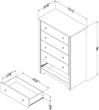 South Shore Vito Collection 5-Drawer Dresser, Black with Matte Nickel Handles, Pure Black