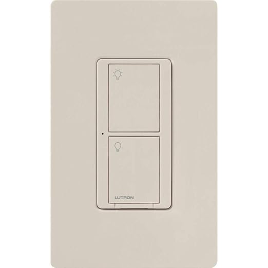 Lutron Caseta Original Smart Light Switch (Lutron Smart Hub Required), for Home, LED Lights, and Fans, 6 Amp, Single-Pole/3-Way, Neutral Required, PD-6ANS-LA, Almond