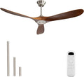 Sofucor 60 Inch Ceiling Fan No Light, Solid Wood Ceiling Fans Without Lights for Indoor/Outdoor, Remote Control, Reversible DC Motor, 3 Blades Modern Ceiling Fans for Patio, Living Room, Farmhouse