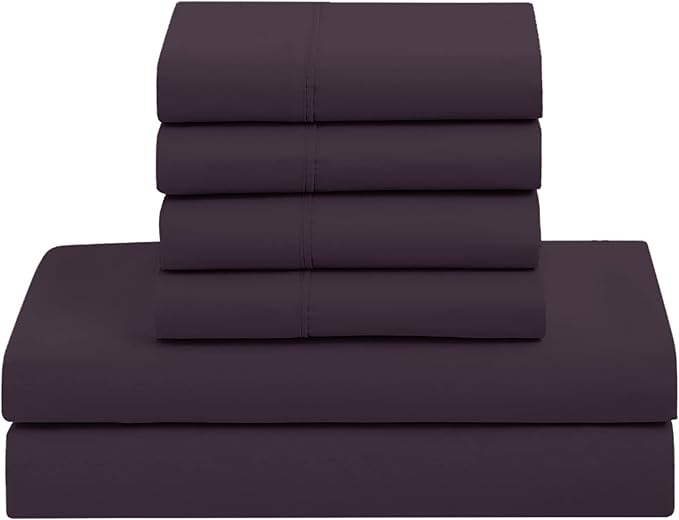King Size Comforter Set with Sheets - 7-Piece Bedding Collection - 1 Comforter, 1 Fitted Sheet, 1 Flat, 4 Pillowcases - Deep Pocket - Soft & Breathable Premium Quality - Ideal for All Seasons, Purple