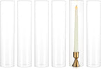 NUPTIO Hurricane Glass Candle Holder: 2.5 x 12 inches Open Ended Cylinder Chimney Replacement for Taper Candles - Bulk Clear Candlestick Holders Sleeve for Christmas Fireplace Decor