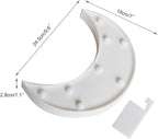Pooqla Decorative LED Crescent Moon Marquee Sign - Moon Marquee Letters LED Lights - Nursery Night Lamp Gift - Ramadan Decorations for Home(White)