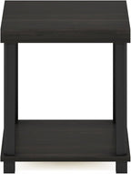 Furinno Turn-N-Tube Side Table, 2-Tier Thick Tabletop End Table with Open Shelf, Toolless Assembly Night Stand, Bedside Table, for Living Room, Bedroom, Espresso