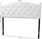 Baxton Studio Myra Modern and Contemporary Full Size White Faux Leather Upholstered Button-Tufted Scalloped Headboard