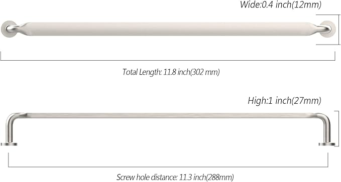 Asidrama 6 Pack 11.3 Inch(288mm) Brushed Satin Nickel Kitchen Cabinet Handles, Cabinet Pulls Kitchen Cabinet Hardware for Cupboard Drawer Pulls