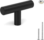 LONTAN 20 Pack Black Knobs for Cabinets and Drawers Kitchen Cabinet Knobs for Dresser Bathroom Modern T Bar Furniture Black Hardware,Stainless Steel
