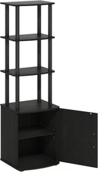 Furinno Turn-N-Tube Tall TV Entertainment Side Table Display Rack with Storage Cabinet, 3-Tier, Blackwood/Black