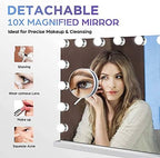 M MIVONDA Vanity Makeup Mirror with Lights: Hollywood Mirror with 15LED Bulbs - Large 23”x19” Desk Mirror for Wall, Dimmable 3 Lighting Modes, Plug-in and USB Charger Port, White