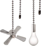 Ceiling Fan Pull Chain, 13.6 Inches Fan Pulls Set with Connector, 2 PCS Beaded Ball Fan Pull Chain (Nickel）