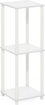 Furinno Turn-N-Tube Side Table Set of 2, 2-Tier Stackable End Table with Open Shelf, Toolless Night Stand, Bedside Table, for Living Room, Bedroom, White