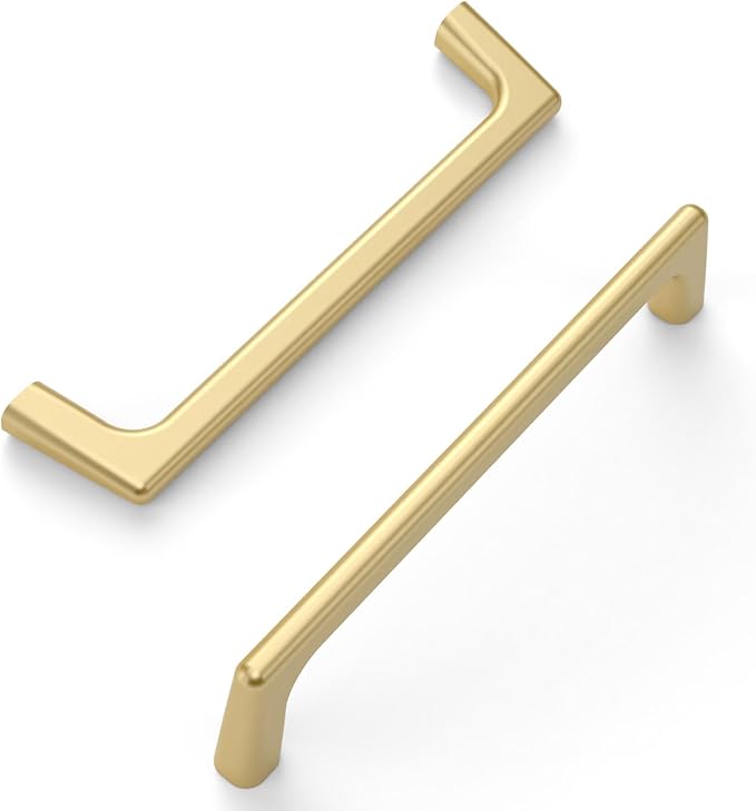 Amerdeco 10 Pack Brushed Gold Cabinet Pulls 5 Inch(128MM) Hole Centers Kitchen Cabinet Handles Hardware Kitchen Handles for Cabinets Cupboard Handles Drawer Pulls ZH0041