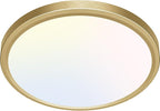 zemty LED Ceiling Light Golden - 12In 28W Aureate Flush Mount Ceiling Light, 3 Color Temperature 3000K/4500K/6000K - 3200lm Gilded Round Flat Light Fixture for Kitchen Bathroom Shower