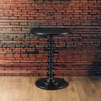 Convenience Concepts Palm Beach Spindle 17.75" Traditional Round End Living Room, Turned Solid Wood Side, Classic Display Pedestal Table, Black