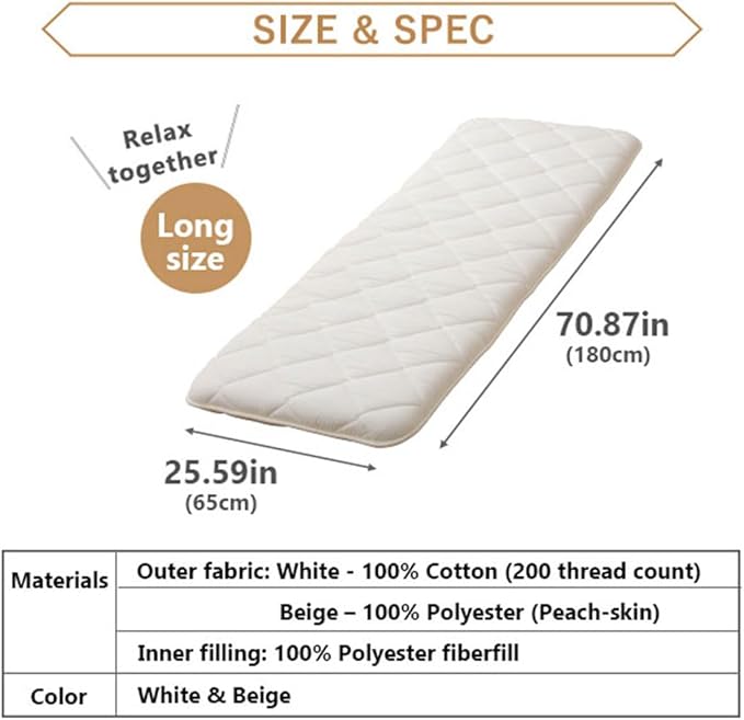 EMOOR Japanese Futon Mattress CLASSE Small-Twin Made in Japan White, Foldable Floor Sleeping Bed Tatami Mat