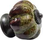 5 Pack Vintage Ceramic Pumpkin Cabinet Knobs, Kitchen Cabinet Drawers Dresser Cupboard Pull Handles Door Pulls with 5 Kinds of Screws (Leopard Print -Green)