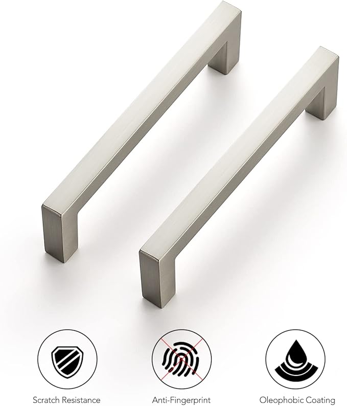 Ravinte 30 Pack Solid 3-3/4 Inch Center to Center Slim Square Bar Drawer Handles Kitchen Cabinet Handles Brushed Nickel Drawer Pulls Kitchen Cabinet Hardware Pulls