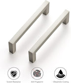 Ravinte 10 Pack Solid 3-3/4 Inch Center to Center Slim Square Bar Drawer Handles Cabinet Hardware - Brushed Nickel Kitchen Pulls