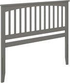 AFI, Mission King Solid Wood Headboard with Attachable Charger, Grey