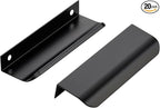 Ravinte Hardware 20 Pack Black Cabinet Handles, 4.75 Inch (120mm) Finger Edge Pulls, 3.75 Inch Hole Center, Finger Pulls for Cabinets