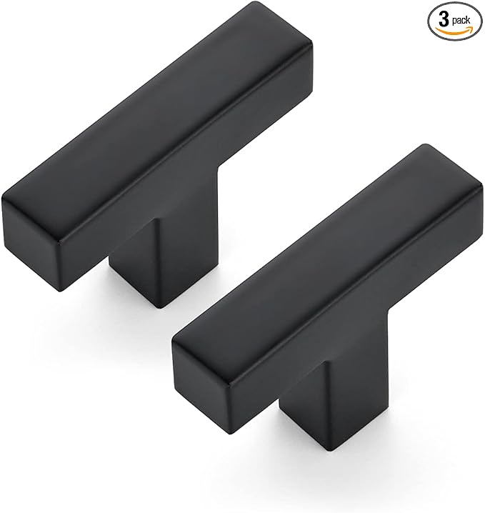 Ravinte 3 Pack 2 inch Length Square Cabinet Pulls Matte Black Stainless Steel Kitchen Drawer Pulls Cupboard Handles Cabinet Handles