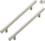 JOY DECOR 15 Pack Cabinet Handles, Brushed Nickel Cabinet Pulls, 6-1/4 in Hole Center Kitchen Cabinet Handles, Stainless Steel T Bar Handles for Dresser Drawers