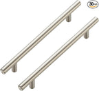JOY DECOR 30 Pack Cabinet Handles, Brushed Nickel Cabinet Pulls, 6-1/4 in Hole Center Kitchen Cabinet Handles, Stainless Steel T Bar Handles for Dresser Drawers