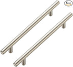 JOY DECOR 5 Pack Cabinet Handles, Brushed Nickel Cabinet Pulls, 6-1/4 in Hole Center Kitchen Cabinet Handles, Stainless Steel T Bar Handles for Dresser Drawers