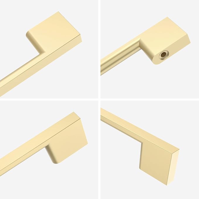 10 Pack Brushed Gold Cabinet Pulls 6.25 Inch Handles for Kitchen Cabinets, Brass Dresser Pulls, Hardware