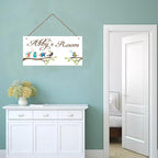 Personalized Vintage Birds Signs Tree Sign For Kids Room Custom Name Door Wall Decor Floral Nursery Art Plate For Boys Room Girls Bedroom Little Man Cave