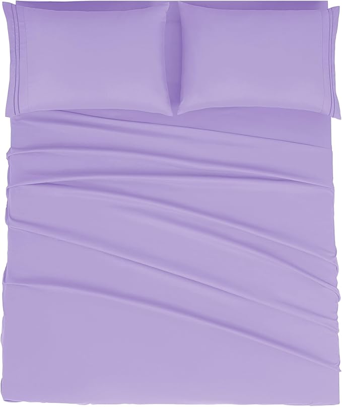 Mejoroom California King Size Sheet Set - Soft Microfiber Bed Sheets,Deep Pocket Fitted Sheet, Breathable, Wrinkle & Fade Resistant - 4 Piece (California King, Violet)