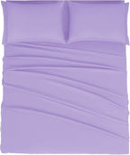 Mejoroom California King Size Sheet Set - Soft Microfiber Bed Sheets,Deep Pocket Fitted Sheet, Breathable, Wrinkle & Fade Resistant - 4 Piece (California King, Violet)