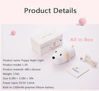 HAPPYBAG Kids Night Light,Cute Soft Silicone Dog Lamp Dimmable Nursery Portable Puppy Kawaii Lamps,Bedside Lamp for Baby and Toddler,Boy Girls