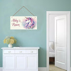 Personalized Sign Cute Unicorn Wall Decor Beautiful Decoration for Home Kitchen Bar Garage Vintage Retro Poster Plaque Decor for Kids Room Nursery Wall Decorations Stuff