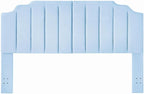24KF Light Blue Teddy Fabric Tufted King Upholstered Headboard, Modern Vertical Channel Design California King Headboard with Stepped Silhouette Top Edge,6026-K-Teddy Light Blue