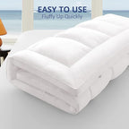 ELEMUSE 1300 GSM Mattress Topper Queen with Baffle Box Design,Extra Thick Cooling Pillow Top Pad, 400TC Cotton Cover, Plush & Support Snow Down Alternative, White