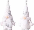 2 PC Christmas Gnomes Decoration Velvet Gnomes Swedish Tomte Handmade Scandinavian Figurine Nordic Plush Fall Winter Farmhouse Ornaments Home Decor Gift, White Silver Sequins, 10.6 Inch