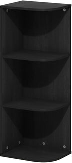 Furinno PASIR Book Shelf, 3-Tier Corner Bookshelf, Open Shelves Bookcase 9.3" x 12" x 31.5", for Living Room, Bedroom, Home Office, Blackwood