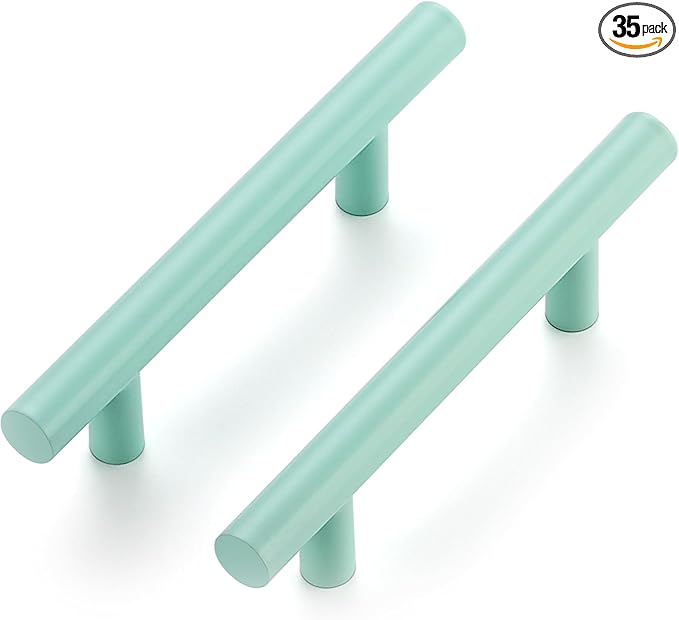 Ravinte 35 Pack | 5 Inch Cabinet Pulls Green Stainless Steel Kitchen Drawer Pulls Cabinet Handles 5 InchLength, 3 Inch Hole Center