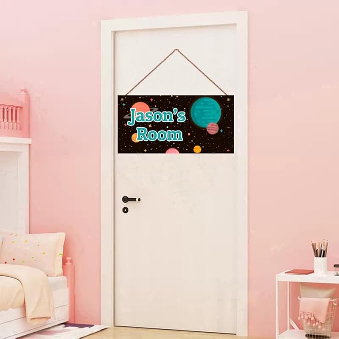 Personalized Sign Stars Wall Hanging Sign For Kids Room, Motivational Hanging Plaque Sign Outer Space Room Wall Art Decor, Starry Sky Nursery Decor for Boys Room Playroom Décor