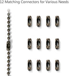 SmoTecQ Ceiling Fan Pull Chain, 120" Rust Proof Copper 3mm Beaded Extension Chains with 12 Matching Connectors, Bronze