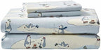 Eddie Bauer - Full Sheets, Cotton Flannel Bedding Set, Brushed for Extra Softness, Cozy Home Decor (Skating Penguin, 4 pcs, Full)