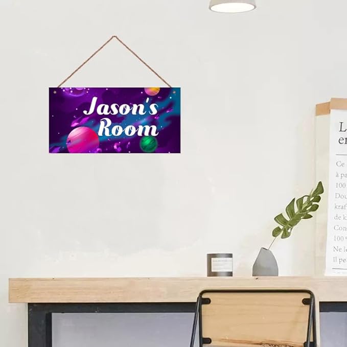 Personalized Stars Sign Customized Galaxy Signs Wall Art Decoration Exquisite Decorative Signs for Girls Bedroom Door Decor For Kids Room Outer Space Themed Nursery Decor For Boys Room