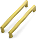 Ravinte 5 Pack 7-1/2 Inch Kitchen Square Cabinet Handles Brushed Brass Pulls Kitchen Cabinet Hardware Handles for Cupboard Drawer Pulls